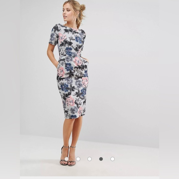 Paper Dolls Pencil Dress In Bold Floral Print - Picture 4 of 9